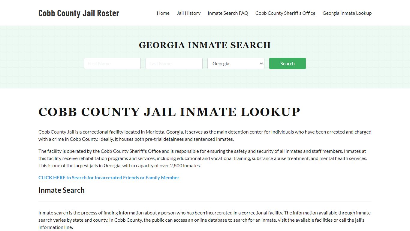 Cobb County Jail Roster Lookup, GA, Inmate Search