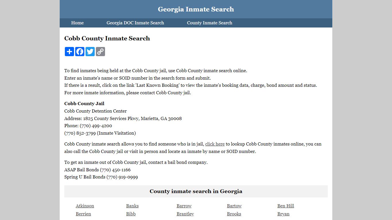 Cobb County Inmate Search