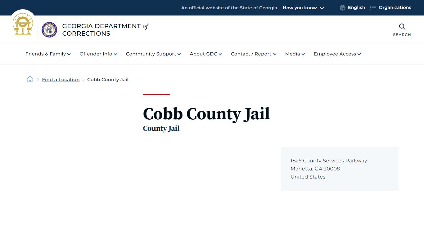 Cobb County Jail | Georgia Department of Corrections